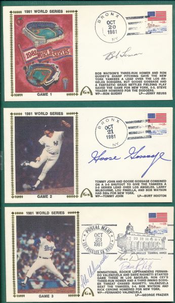 1981 Gateway Stamp Envelopes 1981 WS Lot of (6) W/ Bob Lemon *Autograph*