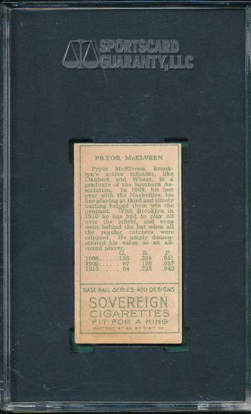 1911 T205 McElveen Sovereign Cigarettes SGC Authentic