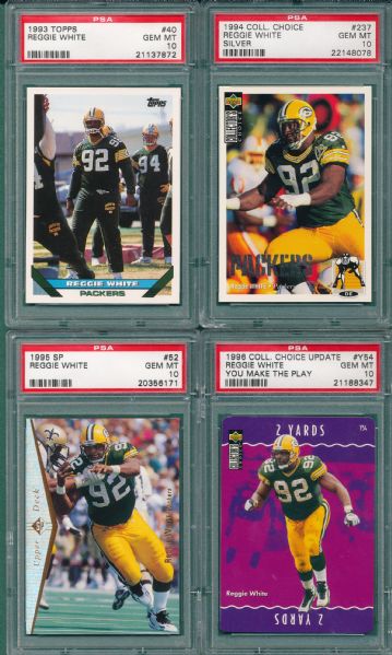 1987-96 Reggie White (9) Card Lot PSA 10