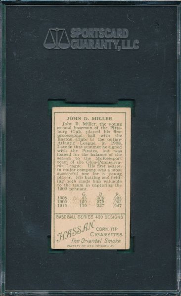 1911 T205 Miller, John D., Hassan Cigarettes SGC 50