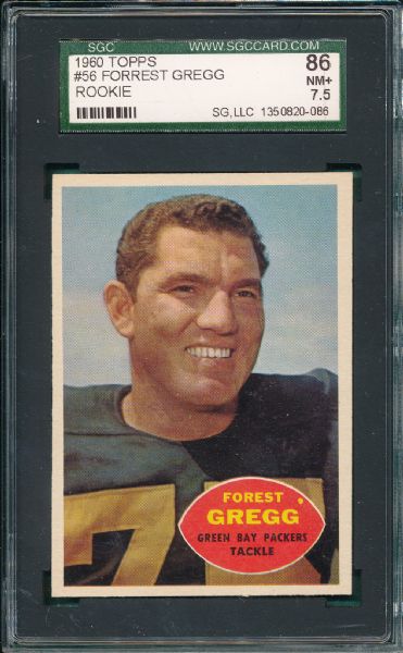 1960 Topps FB #56 Forrest Gregg SGC 86 *Rookie*
