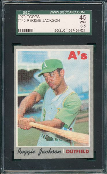 1970 Topps #140 Reggie Jackson SGC 45 & #309 W S Game #5 SGC 92 (2) Card Lot