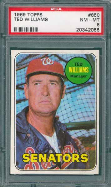 1969 Topps #650 Ted Williams PSA 8 *High Number*