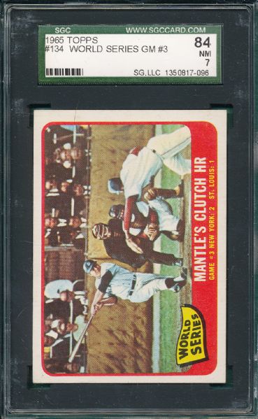 1965 Topps #134 WS Game #3 W/ Mantle SGC 84