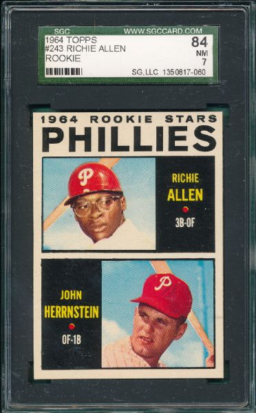 1964 Topps #243 Richie Allen, Rookie SGC 84