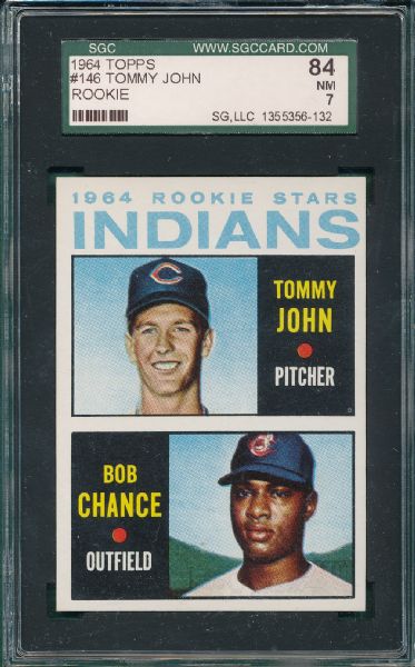 1964 Topps #146 Tommy John, Rookie SGC 84
