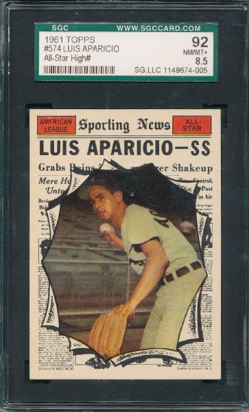 1961 Topps #574 Luis Aparicio AS SGC 92 *High #*
