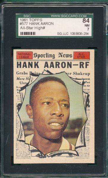1961 Topps #577 Hank Aaron AS SGC 84 *High #*