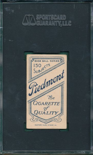 1909-1911 T206 Brown, Mordecai, Cubs Shirt, Piedmont Cigarettes SGC 55