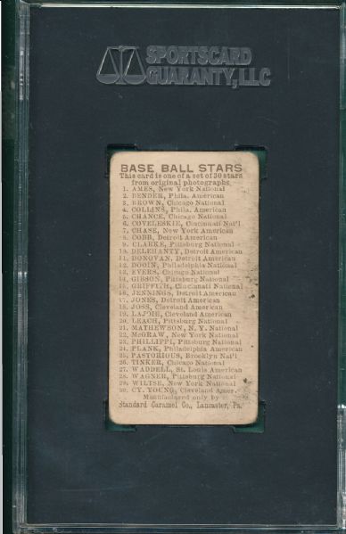 1910 E93 Hal Chase Standard Caramel SGC 30