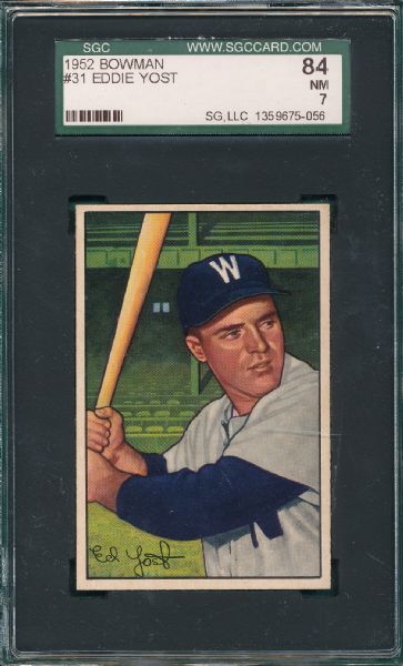 1952 Bowman #31 Eddie Yost SGC 84