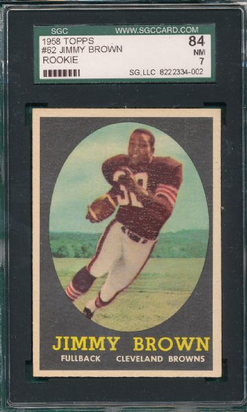 1958 Topps FB #62 Jimmy Brown SGC 84 *Rookie*