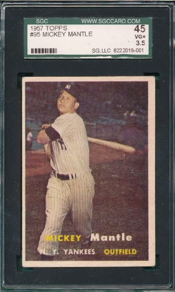 1957 Topps #95 Mickey Mantle SGC 45