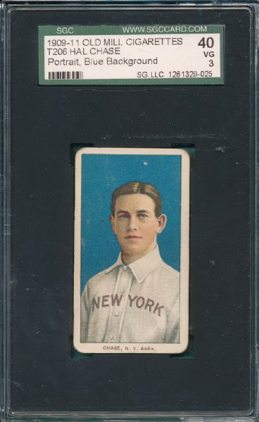 1909-1911 T206 Chase, Blue, Old Mill Cigarettes SGC 40 