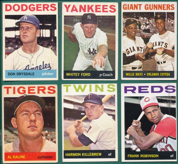 1964 Topps (6) card Lot of HOFers W/ Mays