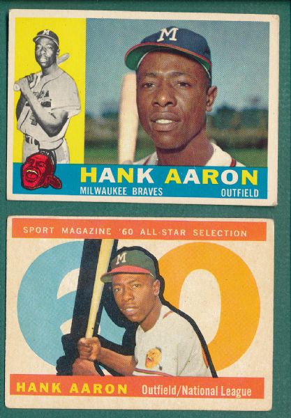 1960 Topps Hank Aaron (2) Card Lot 