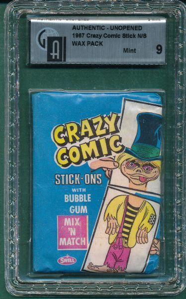 1967 Swell Crazy Comic Stick-Ons *Unopened Wax Pack*  GAI 9