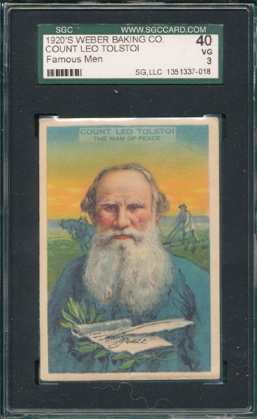 1920's D117 Weber Baking Famous Men, Leo Tolstoi, SGC 40