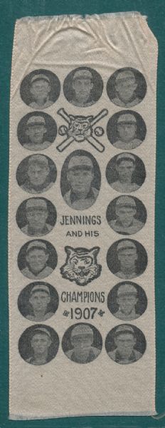 1907 Detroit Tiger Championship Silk W/ Ty Cobb