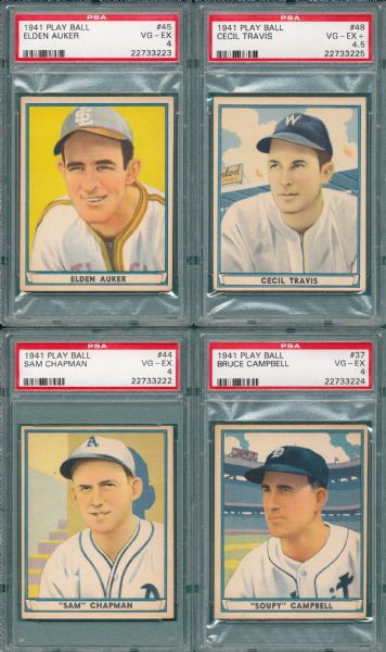 1941 Play Ball Lot of (4) W/ Campbell PSA 