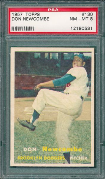 1957 Topps #130 Don Newcombe PSA 8