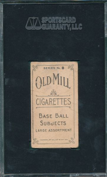 1910 T210-8 McTigue Old Mill Cigarettes SGC 20