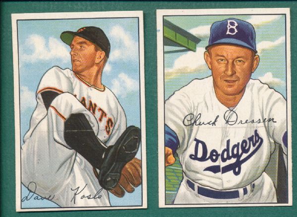 1952 Bowman (11) Card Lot W/ Dressen
