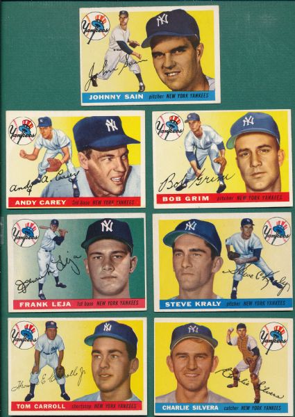 1955 Topps Yankees (7) Card Lot W/ Sain *High Numbers*