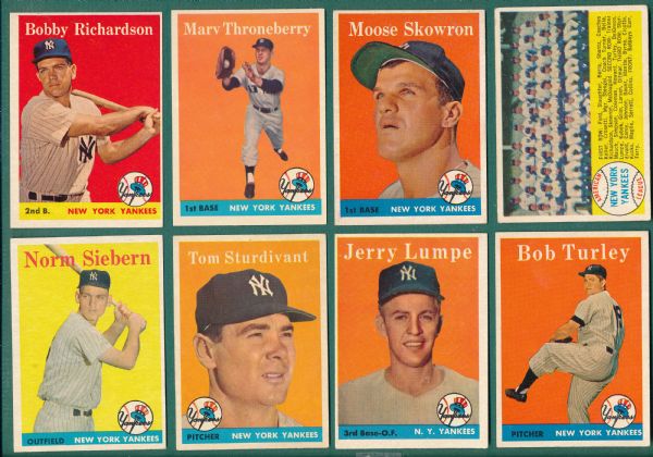 1958/59 Topps Yankees (37) Card Lot W/ Richardson
