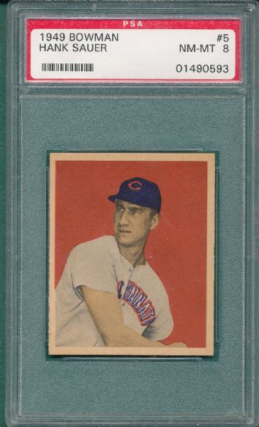 1949 Bowman #5 Hank Sauer PSA 8