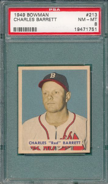 1949 Bowman #213 Charles Barrett PSA 8