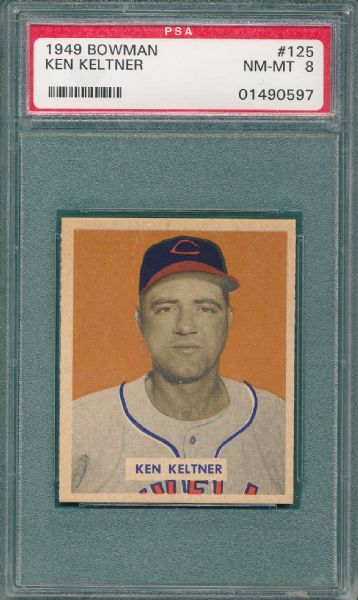 1949 Bowman #125 Ken Keltner PSA 8