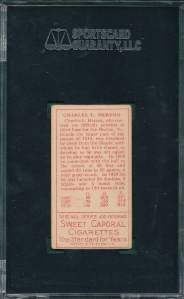 1911 T205 Herzog Sweet Caparol Cigarettes SGC 60