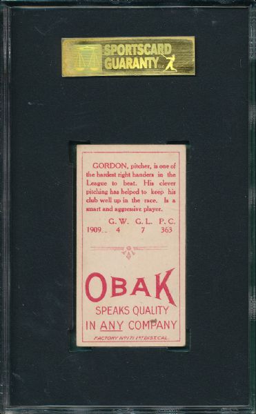 1911 T212 Gordon Obak Cigarettes SGC 50