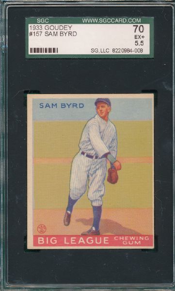 1933 Goudey #157 Sam Byrd SGC 70
