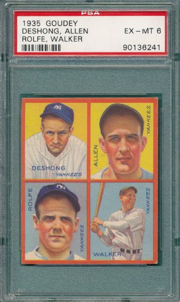 1935 Goudey 8E New York Yankees PSA 6