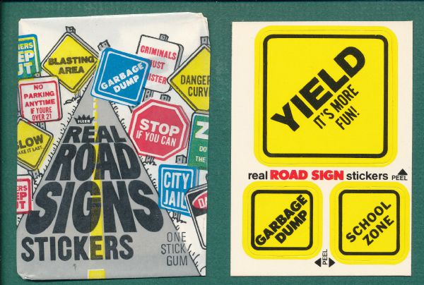 1976 Fleer Real Road Signs Stickers Lot of (31) W/ Wrapper
