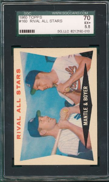 1960 Topps #160 Rival All Stars W/ Mantle SGC 70