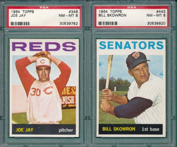 1964 Topps #346 Jay & #445 Skowron (2) Card Lot PSA 8