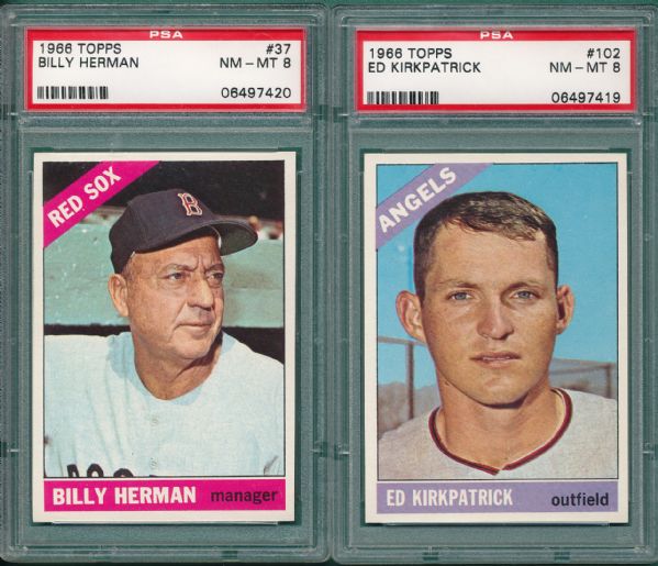 1966 Topps #37 Herman & #102 Kirkpatrick (2) Card Lot PSA 8