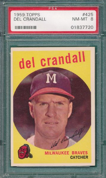 1959 Topps #425 Del Crandall PSA 8