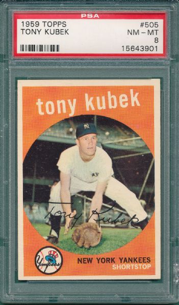 1959 Topps #505 Tony Kubek PSA 8