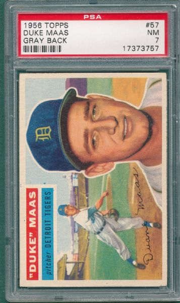 1956 Topps #18 Donovan, #57 Maas, & #77 Haddix (3) Card Lot PSA 7