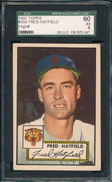 1952 Topps #354 Fred Hatfield SGC 60 *High Number*