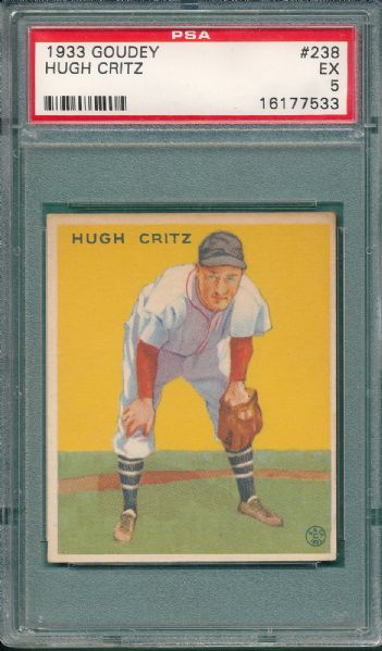 1933 Goudey #238 Hugh Critz PSA 5