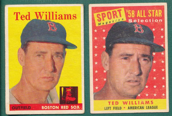 1958 Topps Lot of (2) Ted Williams