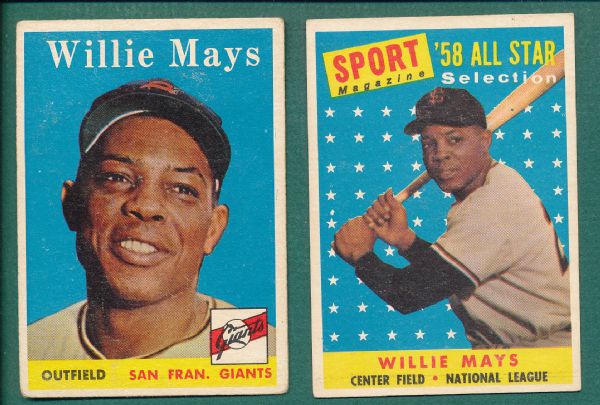1958 Topps Lot of (2) Willie Mays