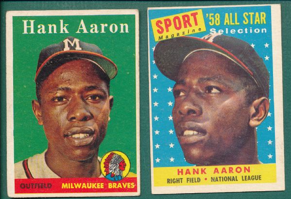1958 Topps Lot of (2) Hank Aaron
