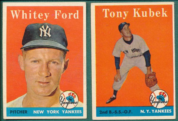 1958 Topps Lot of (5) Dodgers & Yankees W' Koufax
