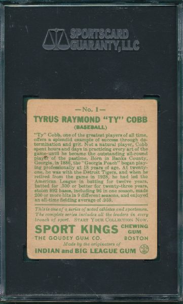 1933 Sports King #1 Ty Cobb SGC 35